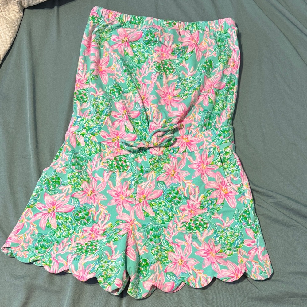 Lilly Pulitzer Pink and Green Floral Romper